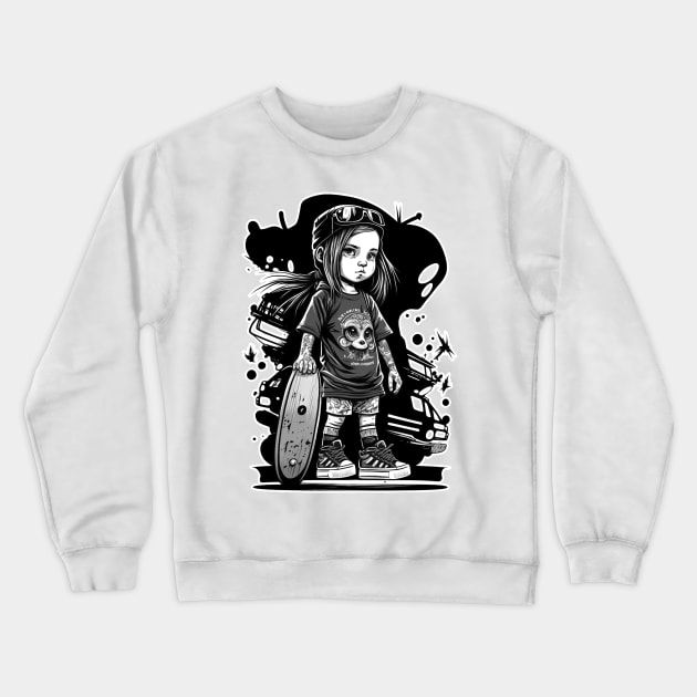 Skater Girl Crewneck Sweatshirt by pxdg